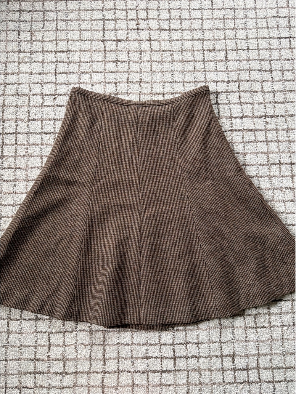 Women’s Houndstooth Wool Plaid Preppy Dark Light Academia Fall Midi Skirt size 6